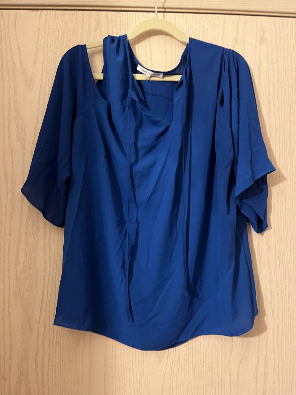 Violet and Claire Women's Royal Blue Cold Shoulder Blouse